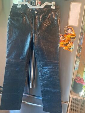 GAP Vintage Black Leather Boot-Cut Pants 8